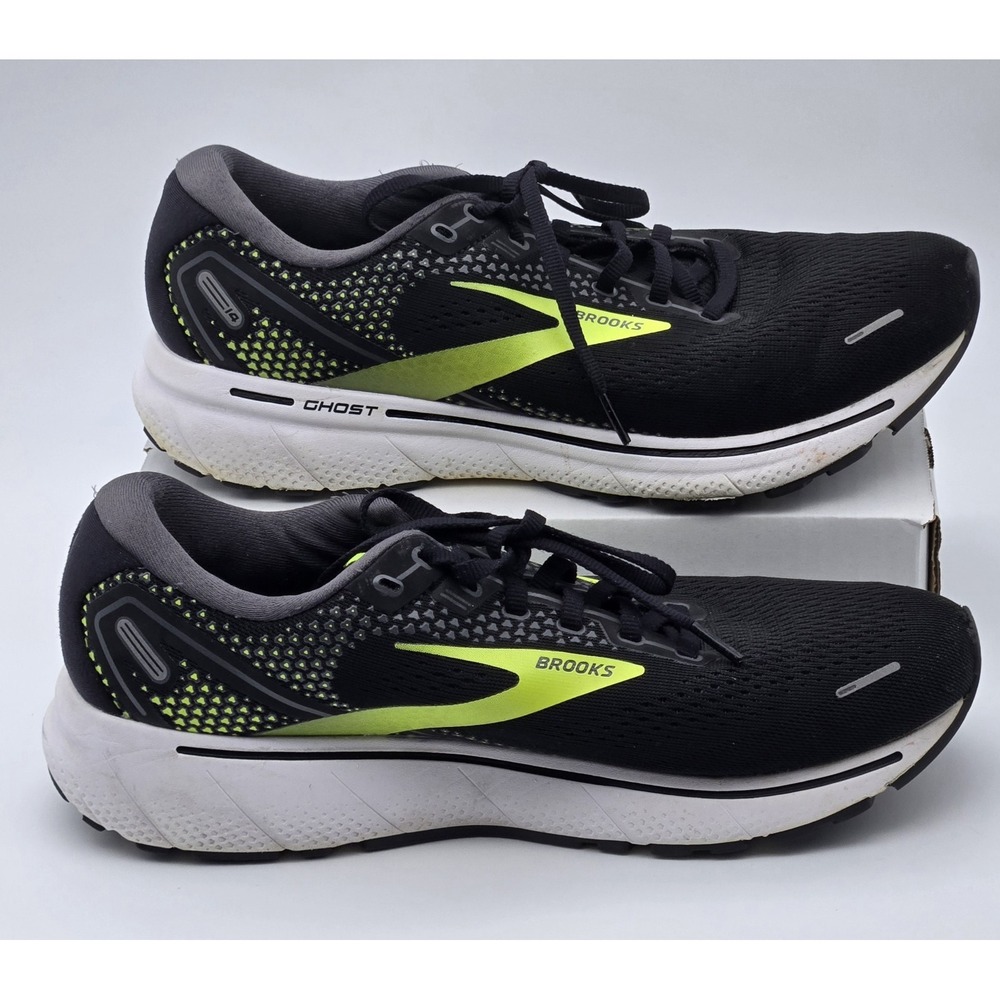 Brooks Ghost 14 Shoes Mens 9.5M Black Green‎ Mesh Running Sneakers 1103691D047